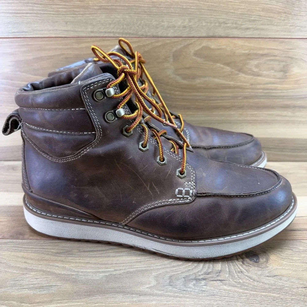 LL BEAN Stonington Moc Toe Boots Mens 11 M Brown Leather Wedge Casual Everyday